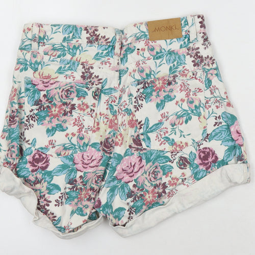 Monkl Womens Multicoloured Floral 100% Cotton Boyfriend Shorts Size M Regular