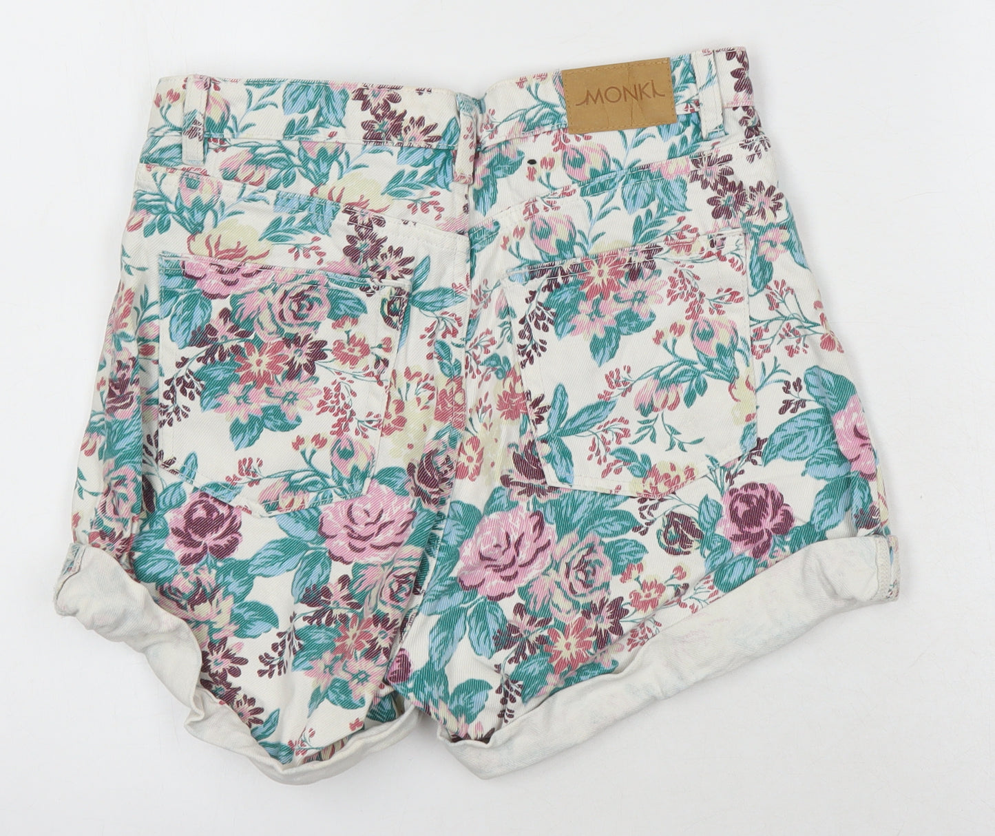 Monkl Womens Multicoloured Floral 100% Cotton Boyfriend Shorts Size M Regular