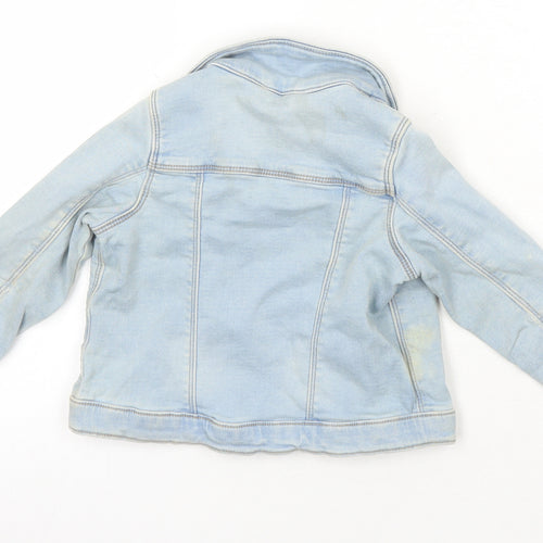 Matalan Girls Blue Jacket Size 2-3 Years Snap - Distressed Look