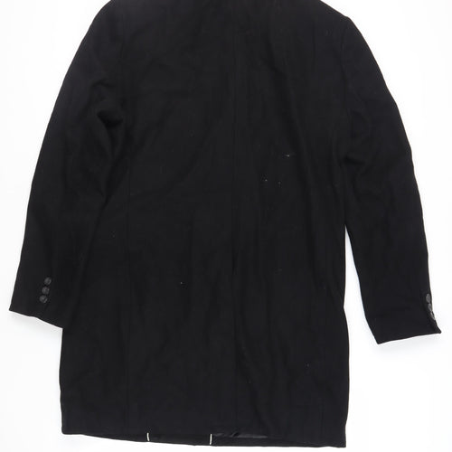 Topman Mens Black Overcoat Coat Size XL Button