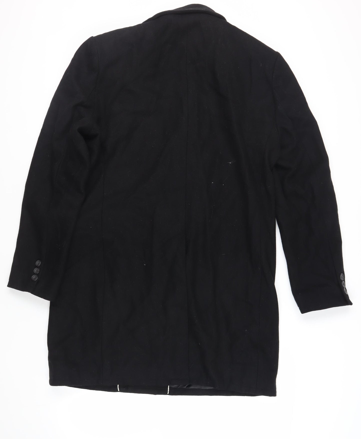 Topman Mens Black Overcoat Coat Size XL Button