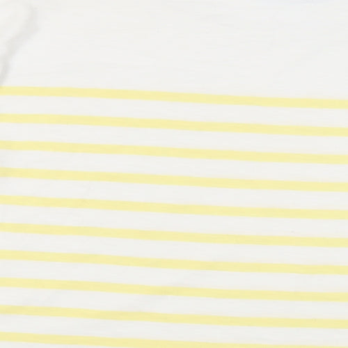 Oliver Bonas Womens White Striped Cotton Basic T-Shirt Size 14 Round Neck