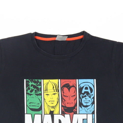 Marvel Boys Black Cotton Pullover T-Shirt Size 13-14 Years Crew Neck Pullover