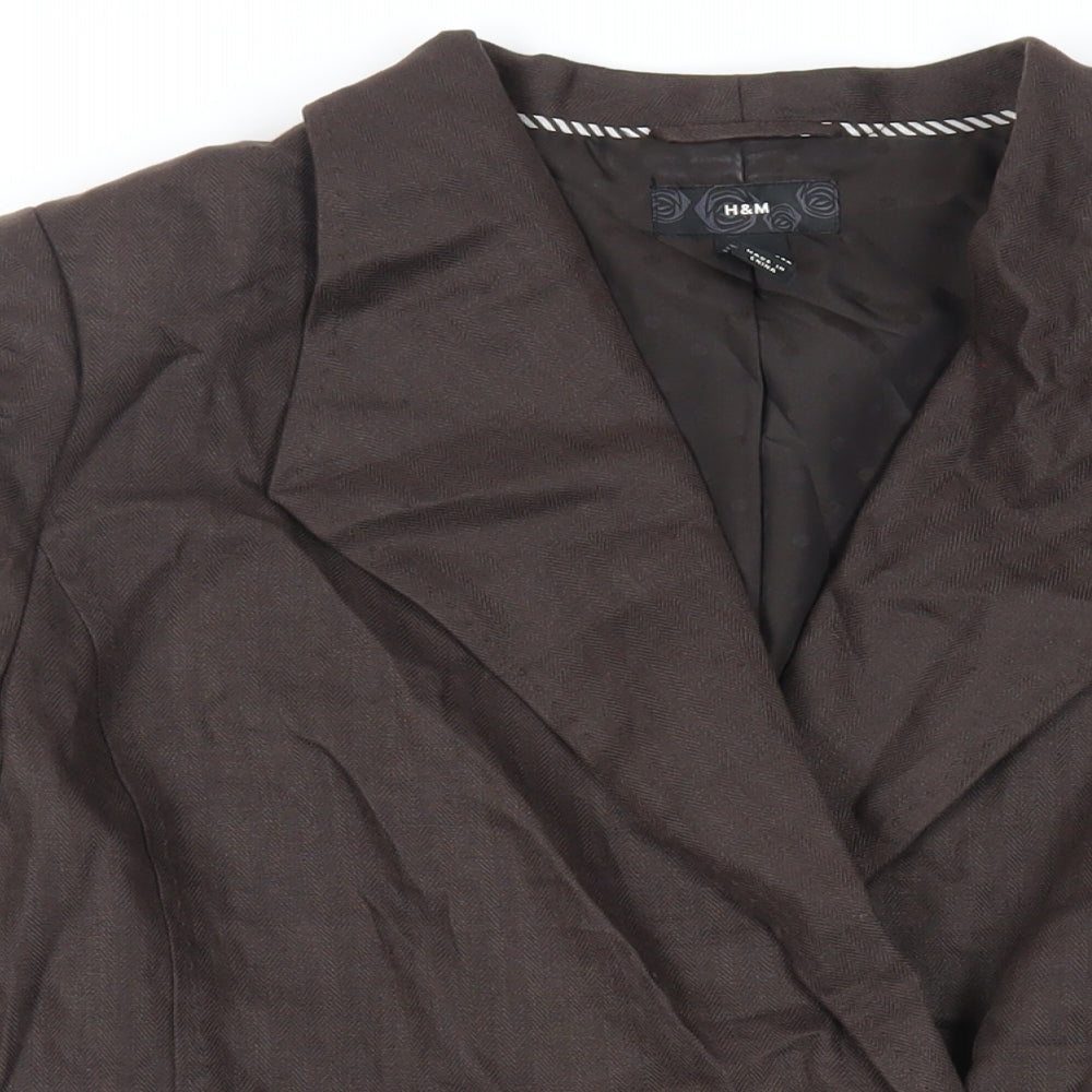 H&M Womens Brown Jacket Blazer Size 12 Button