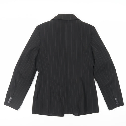 AMARANTO Womens Black Striped Jacket Blazer Size 12 Button