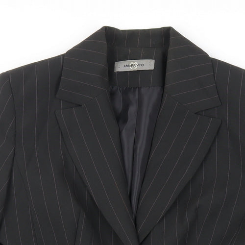AMARANTO Womens Black Striped Jacket Blazer Size 12 Button