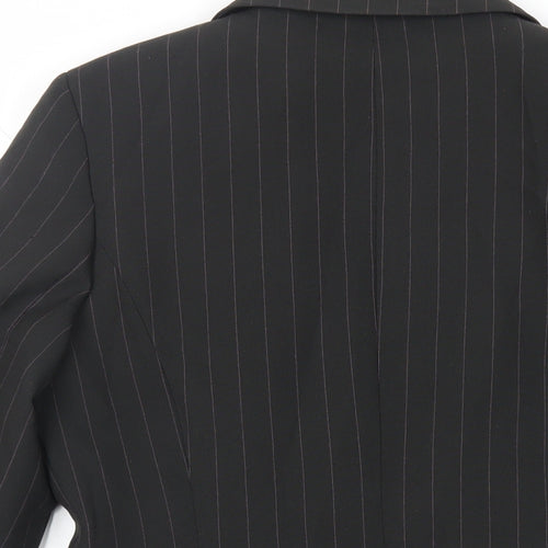 AMARANTO Womens Black Striped Jacket Blazer Size 12 Button