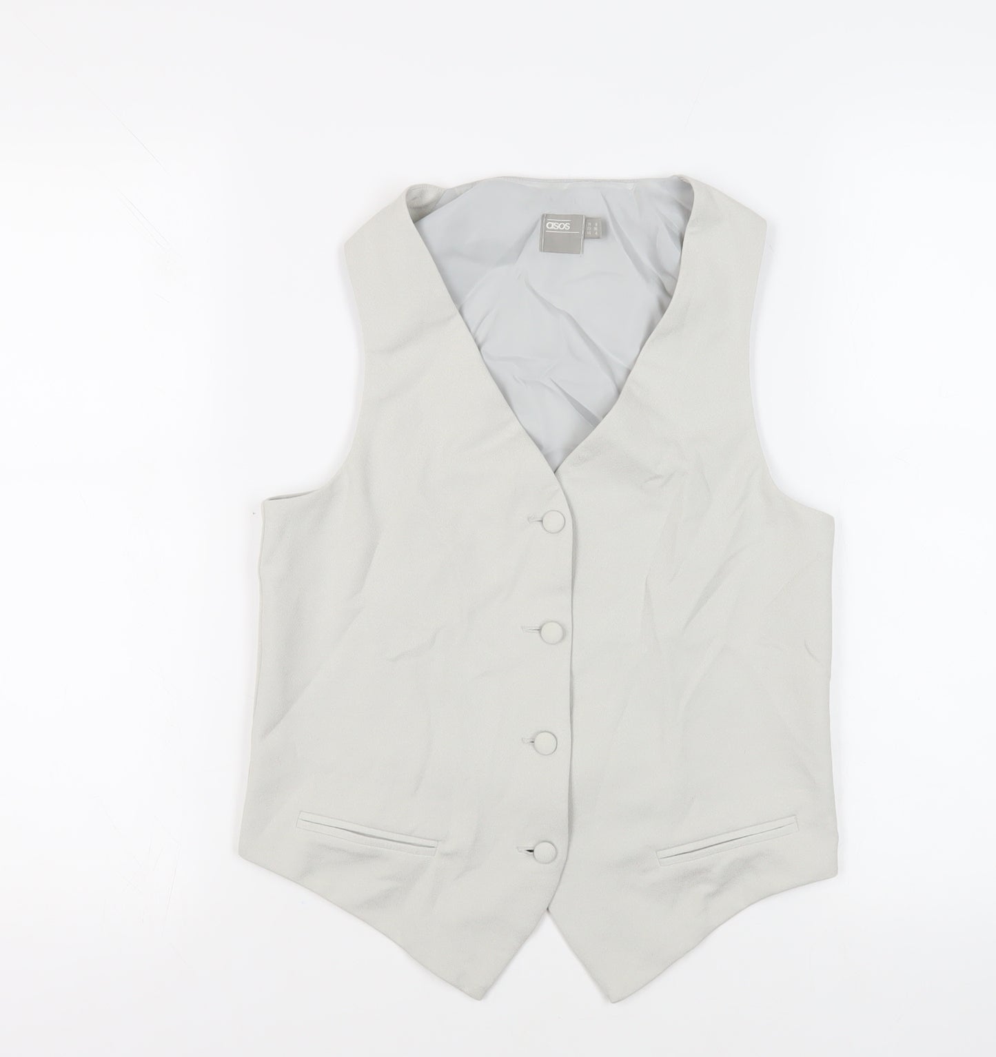 ASOS Womens Grey Jacket Waistcoat Size 8 Button