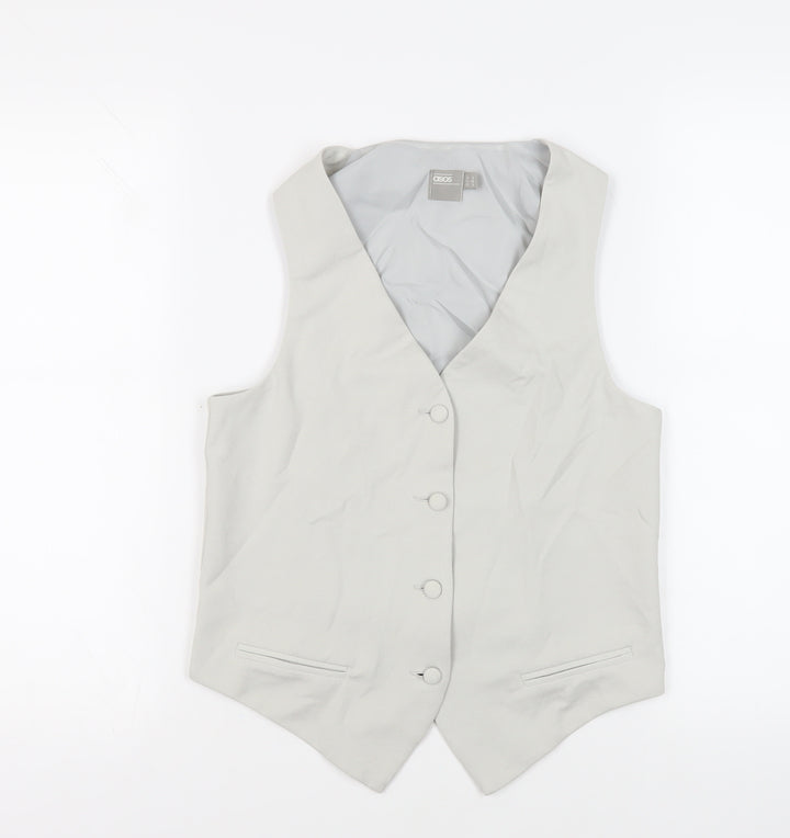 ASOS Womens Grey Jacket Waistcoat Size 8 Button