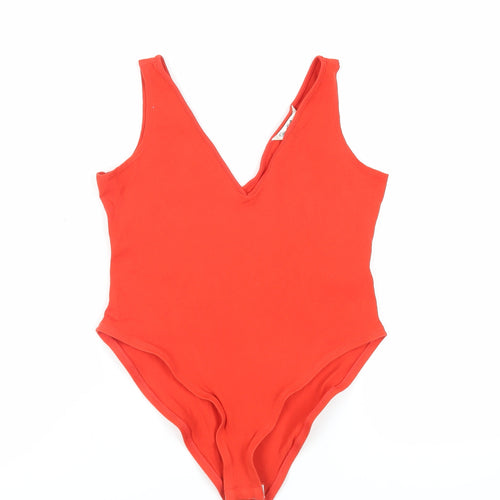 Miss Selfridge Womens Red Cotton Bodysuit One-Piece Size 12 Snap