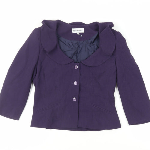 Quin and Donnelly Womens Purple Jacket Blazer Size 12 Button