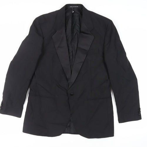 The Label Mens Black Wool Tuxedo Suit Jacket Size 40 Regular