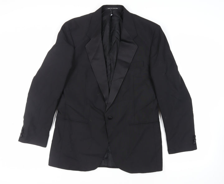 The Label Mens Black Wool Tuxedo Suit Jacket Size 40 Regular
