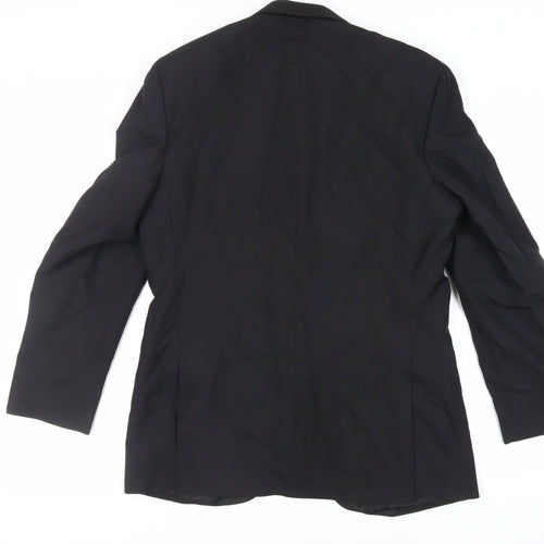 The Label Mens Black Wool Tuxedo Suit Jacket Size 40 Regular