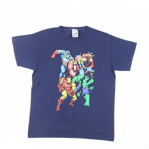 Marvel Boys Blue Cotton Pullover T-Shirt Size 12-13 Years Crew Neck Pullover - Justice League