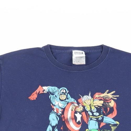 Marvel Boys Blue Cotton Pullover T-Shirt Size 12-13 Years Crew Neck Pullover - Justice League