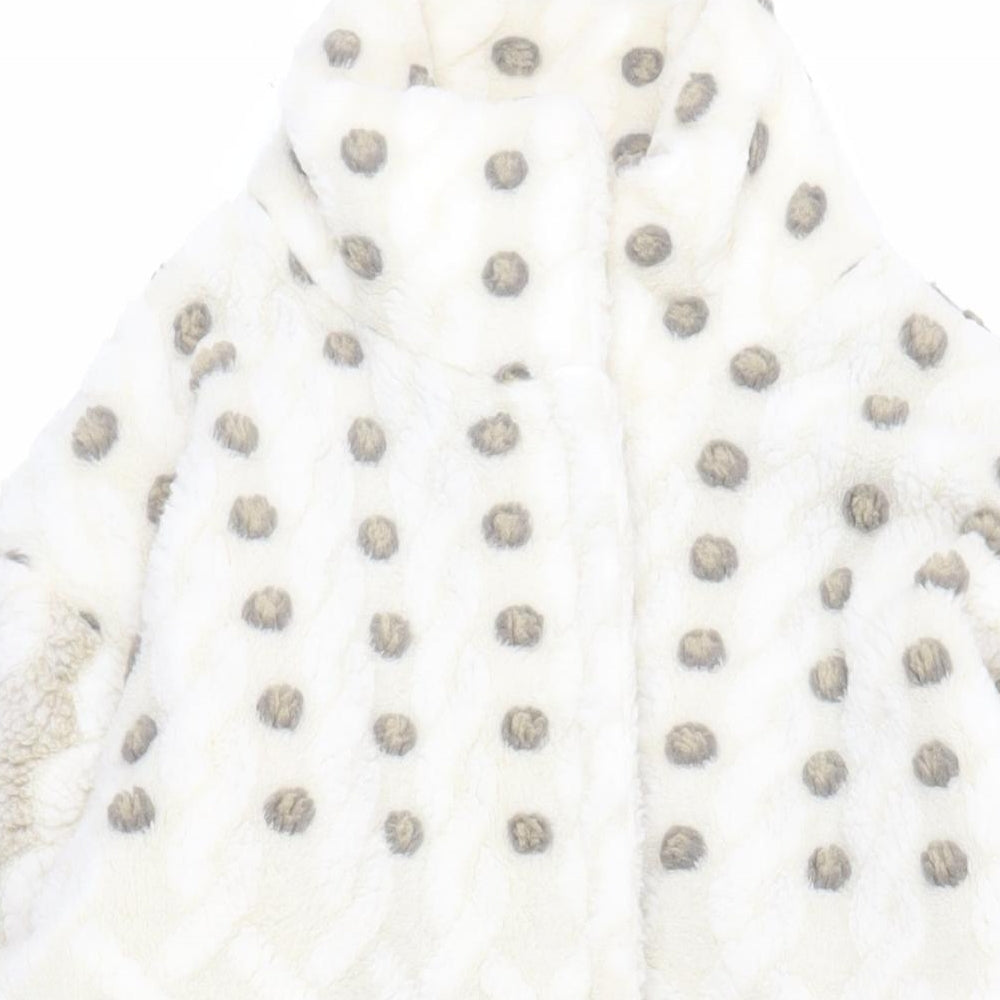 Zepla Womens Beige Geometric Overcoat Coat Size L Hook & Eye