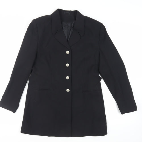 Classic Woman Womens Black Jacket Blazer Size 12 Button