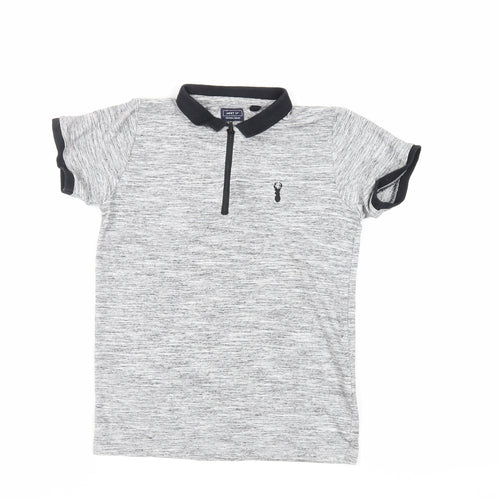 NEXT Boys Grey Cotton Pullover Polo Size 9 Years Collared Zip