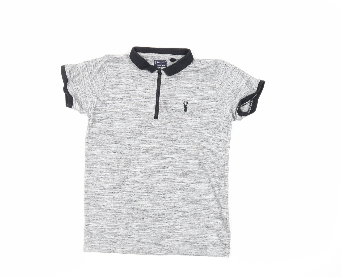 NEXT Boys Grey Cotton Pullover Polo Size 9 Years Collared Zip