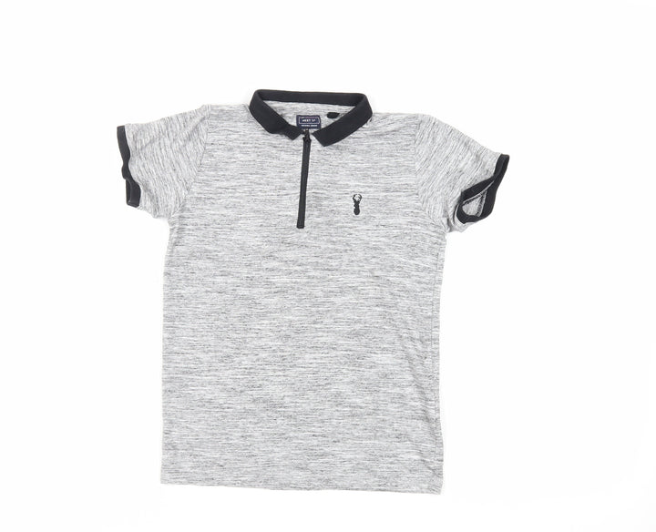 NEXT Boys Grey Cotton Pullover Polo Size 9 Years Collared Zip