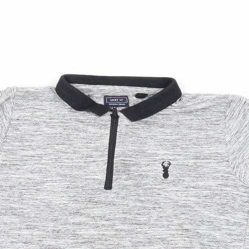 NEXT Boys Grey Cotton Pullover Polo Size 9 Years Collared Zip