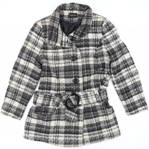 Debenhams Womens Grey Plaid Jacket Size 18 Button - Belted