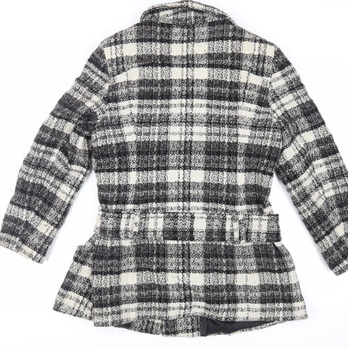 Debenhams Womens Grey Plaid Jacket Size 18 Button - Belted