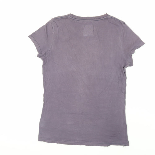 Jack Wills Womens Purple Cotton Basic T-Shirt Size 10 Crew Neck - Logo