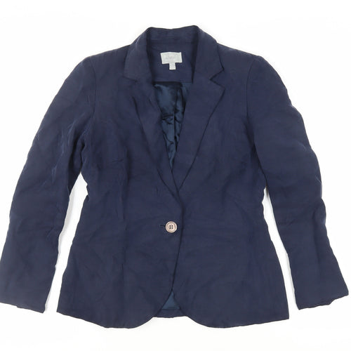 H&M Womens Blue Jacket Blazer Size 10 Button