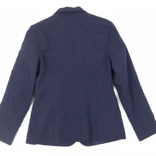 Etam Womens Blue Striped Jacket Blazer Size 12 Button