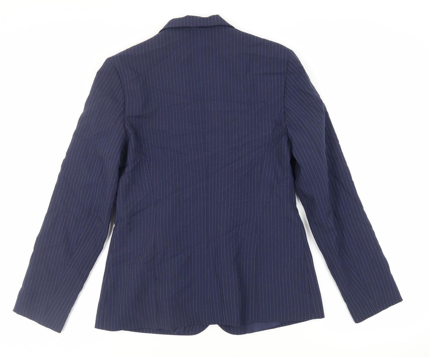 Etam Womens Blue Striped Jacket Blazer Size 12 Button