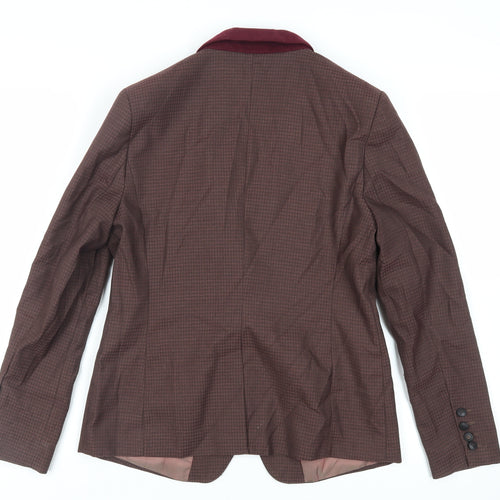 NEXT Womens Brown Geometric Jacket Blazer Size 14 Button