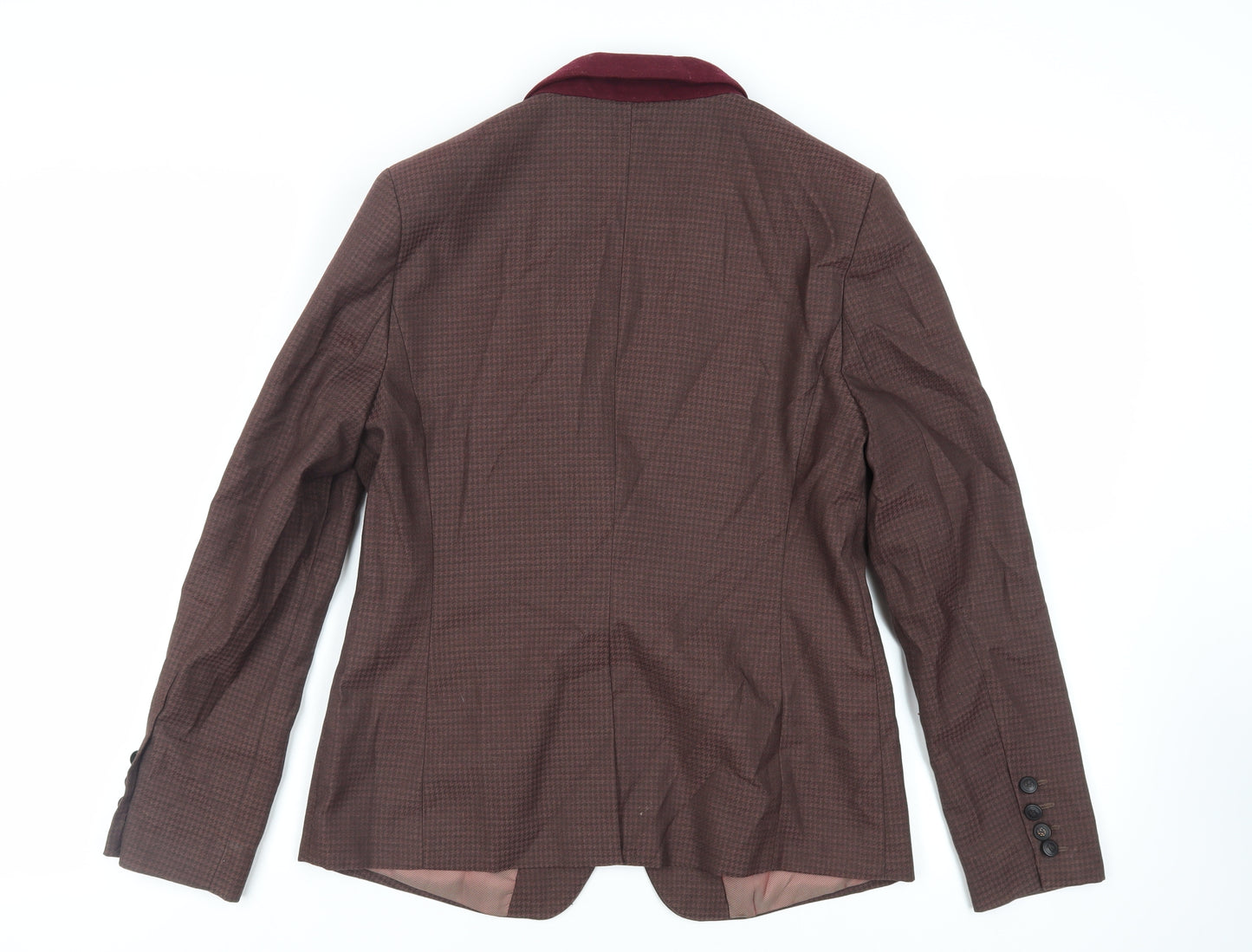 NEXT Womens Brown Geometric Jacket Blazer Size 14 Button