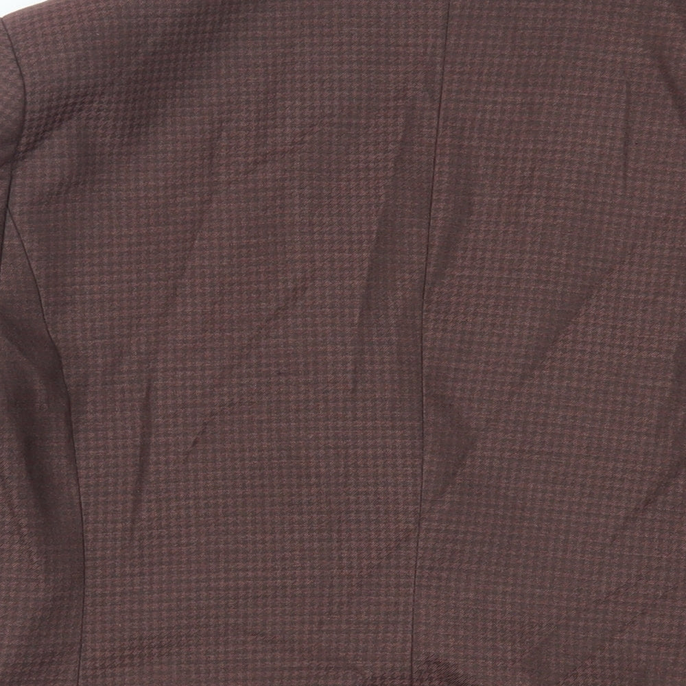 NEXT Womens Brown Geometric Jacket Blazer Size 14 Button