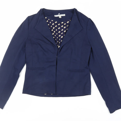 Uttam Boutique Womens Blue Jacket Blazer Size 8 Hook & Eye