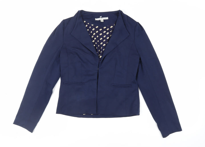 Uttam Boutique Womens Blue Jacket Blazer Size 8 Hook & Eye