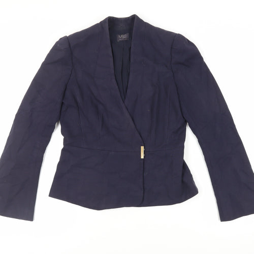 Marks and Spencer Womens Blue Jacket Blazer Size 10 Snap