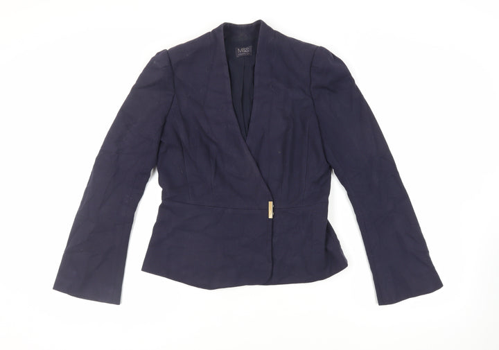Marks and Spencer Womens Blue Jacket Blazer Size 10 Snap