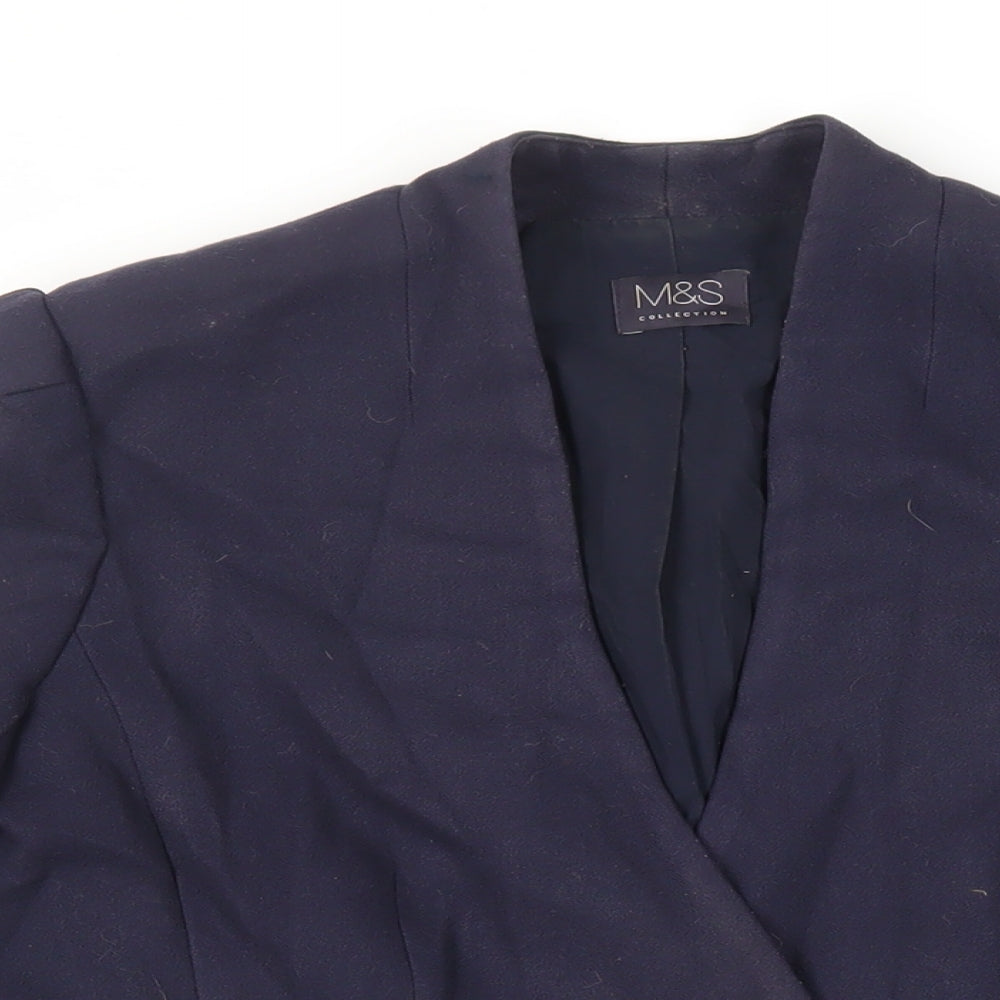 Marks and Spencer Womens Blue Jacket Blazer Size 10 Snap