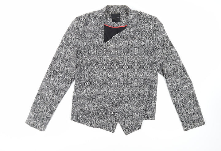 New Look Womens Blue Geometric Jacket Blazer Size 12 - Open