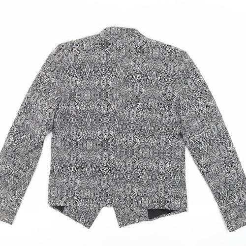New Look Womens Blue Geometric Jacket Blazer Size 12 - Open
