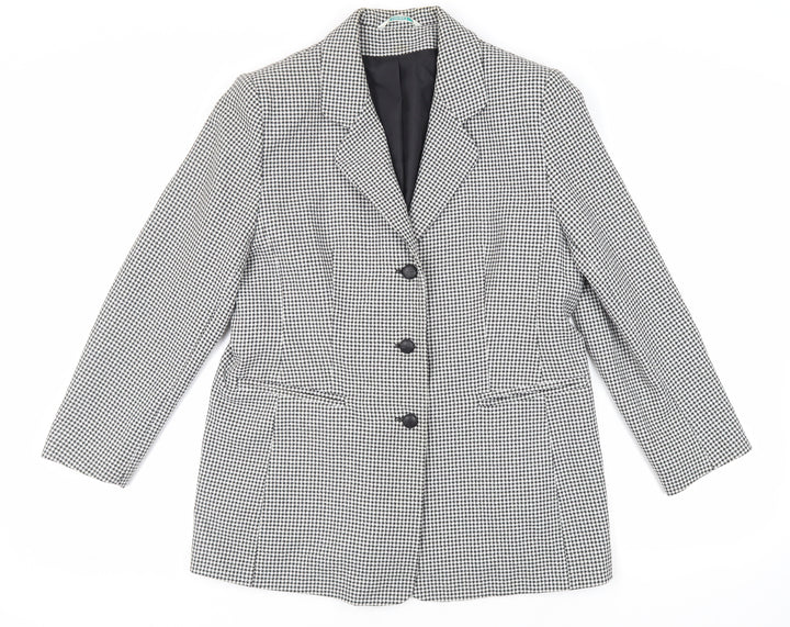 Canda Womens Black Check Jacket Blazer Size 16 Button - Vintage