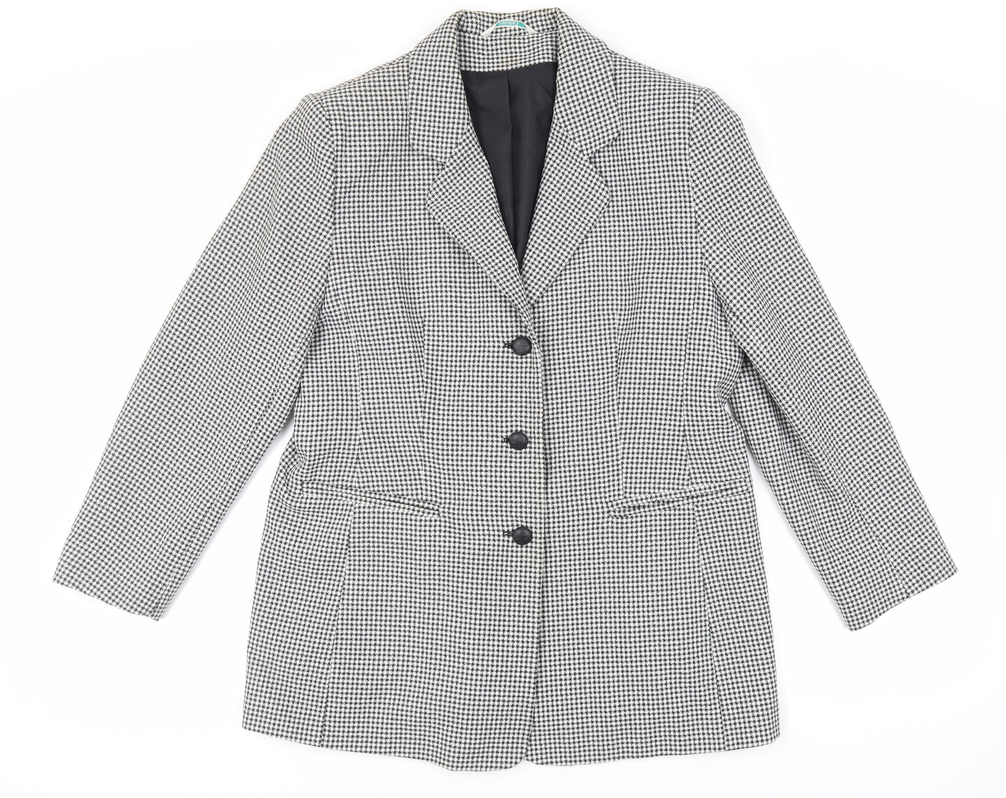 Canda Womens Black Check Jacket Blazer Size 16 Button - Vintage