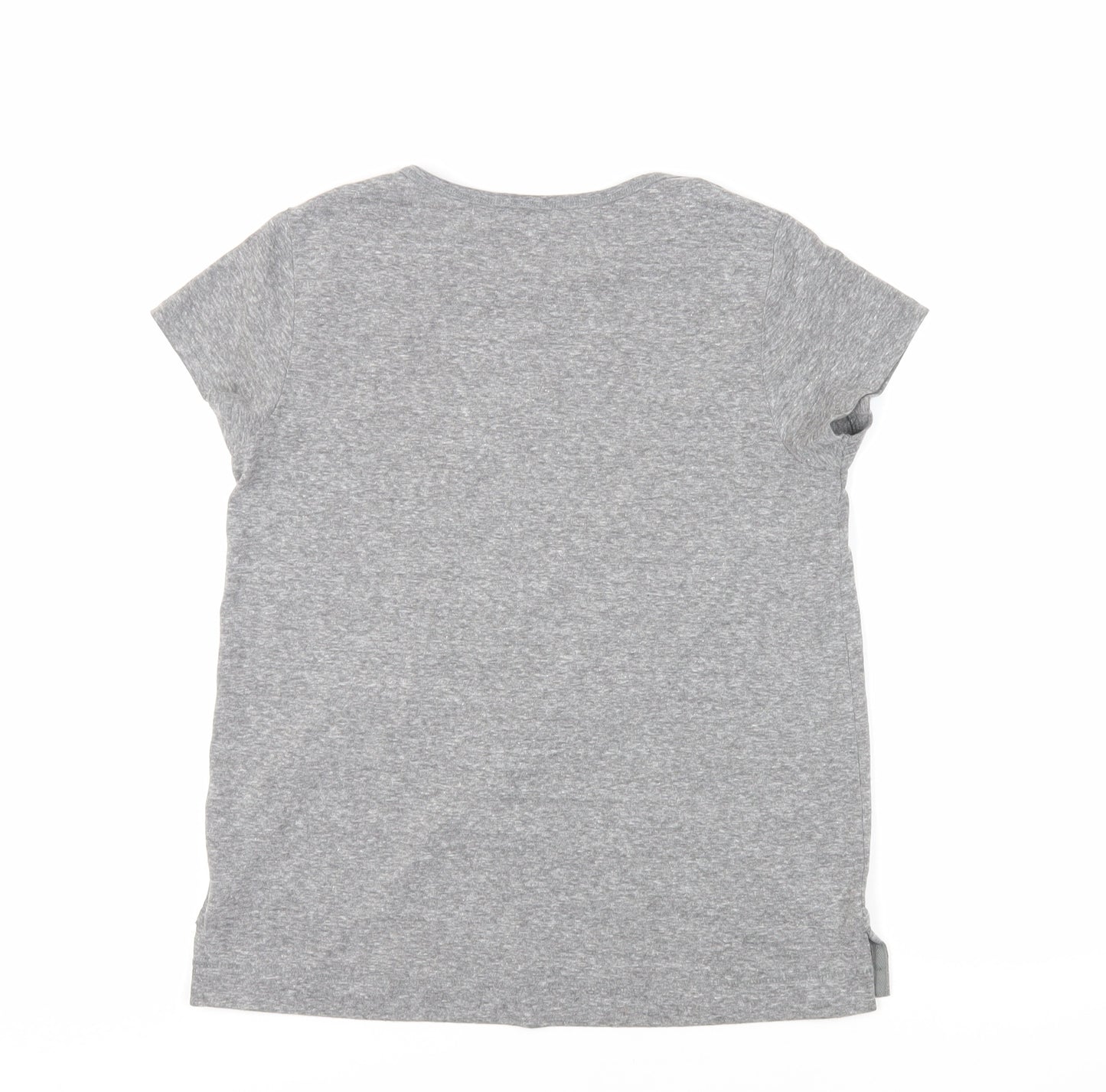 NEXT Girls Grey Polyester Pullover T-Shirt Size 14 Years Round Neck Pullover - Embroidered Detail