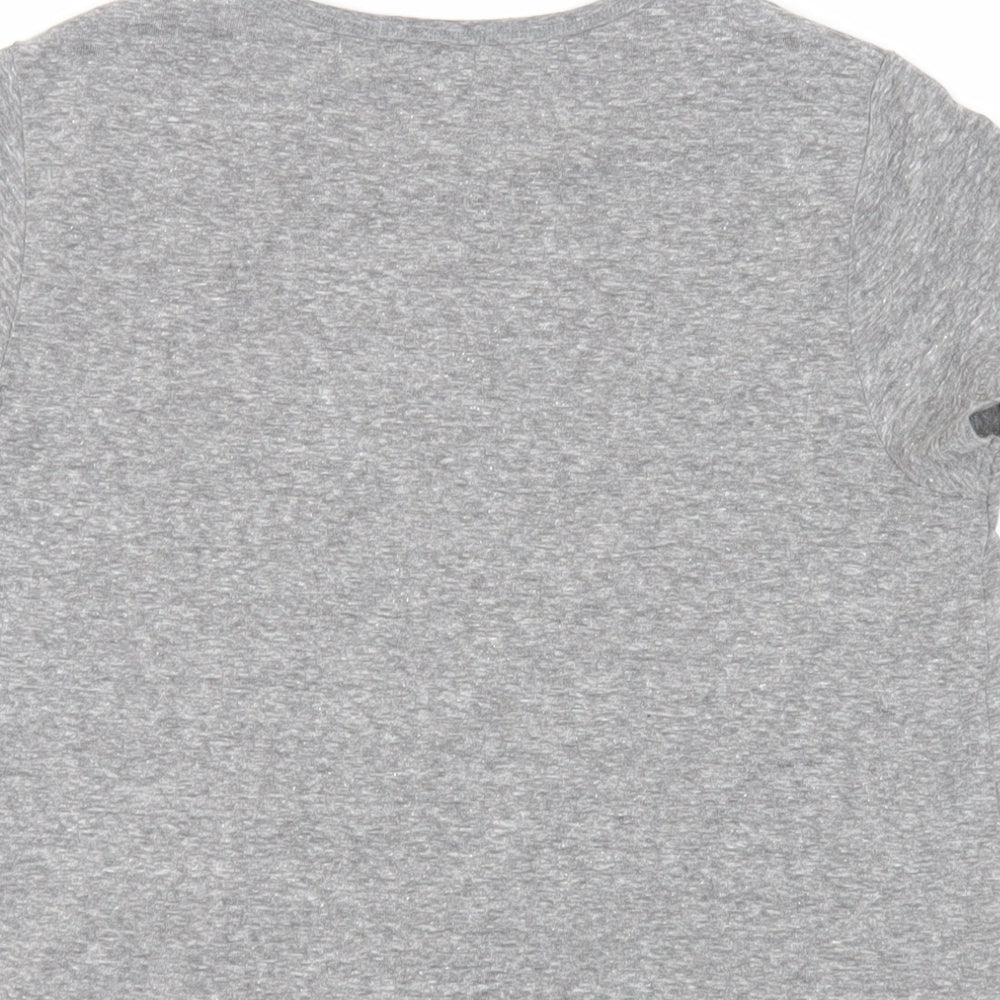 NEXT Girls Grey Polyester Pullover T-Shirt Size 14 Years Round Neck Pullover - Embroidered Detail