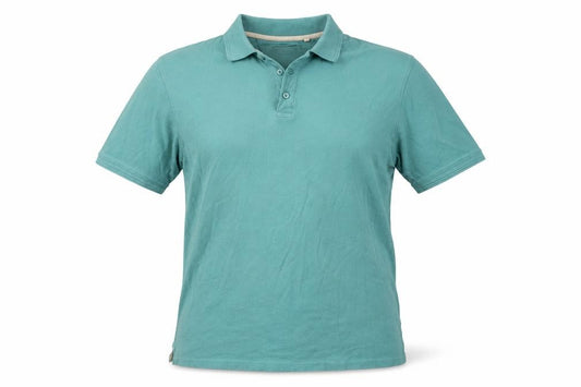 Front view of Maine New England men’s green cotton polo, size L, collared button