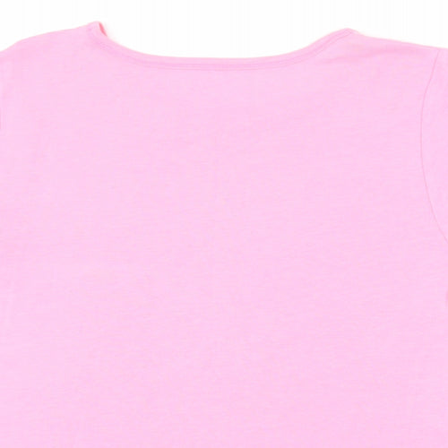 BHS Womens Pink Polyester Basic T-Shirt Size 12 Round Neck - Dragonfly Print