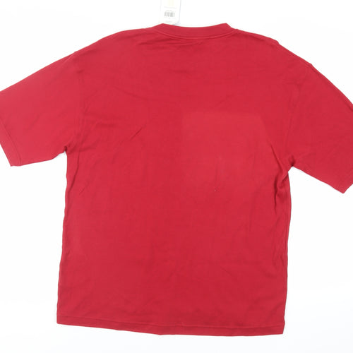 Essentials Mens Red Cotton T-Shirt Size L Crew Neck