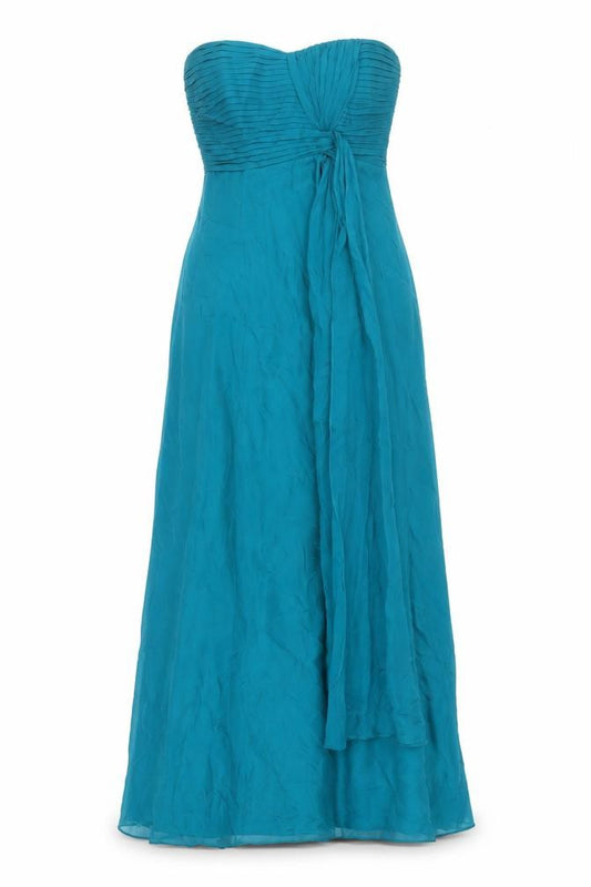 Front view of Coast women’s green silk ball gown, size UK 8, sweetheart zip - strapless